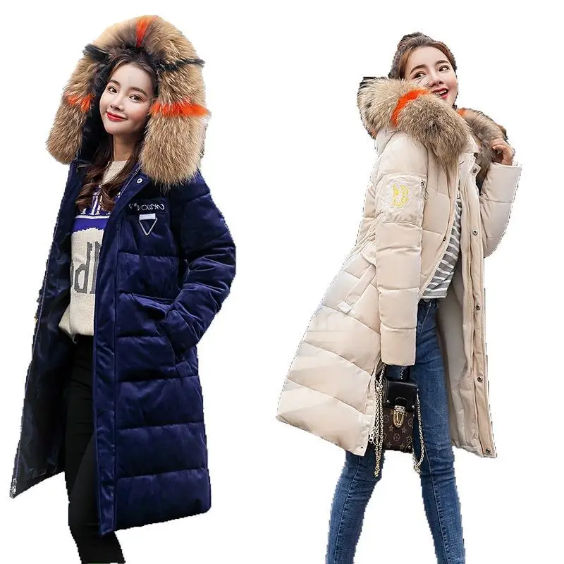 

2019 New Style Korean-style Winter Large Fur Collar Coat down Cotton Clothes Women's Thick off Season Cotton-padded Jacket Mid-l