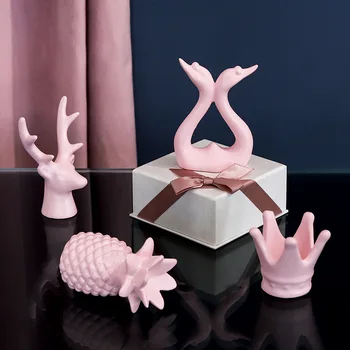 

Nordic Modern Home Decor Resin Figurine Pink Animal Creative Fairy Garden Window Display Props Home Decoration Accessories