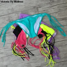 Женские сексуальные трусики бикини размера плюс, женские бразильские стринги с низкой талией и оборками