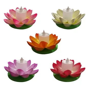 

5pcs 11.5cm LED Floating Lotus Lantern Wishing Water Lily Artificial Candle Flower Lanterns Pool Decor for Festival Party