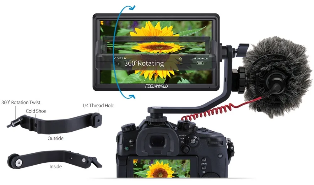 FEELWORLD FW568 5,5 дюймов на поле камеры DSLR монитор небольшой Full HD 1920x1080 ips видео фокус Assist 4K HDMI включает Наклонный рычаг