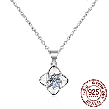 

S925 Sterling Silver Prevent Allergies Lucky Four-leaf Clover Necklace Women Girls Fine Jewelry Gift Pendant New Accessories