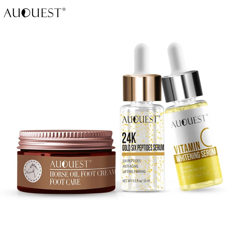 AuQuest Skin Moisturizer Antifungal Foot Cream & Vitamin 24k Gold Serum Face Nourishing Essence