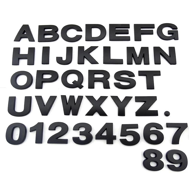 

25mm high 3D DIY Letters Alphabet Emblem Chrome And Black Car Sticker Digital Badge Logo auto Accessories for VW