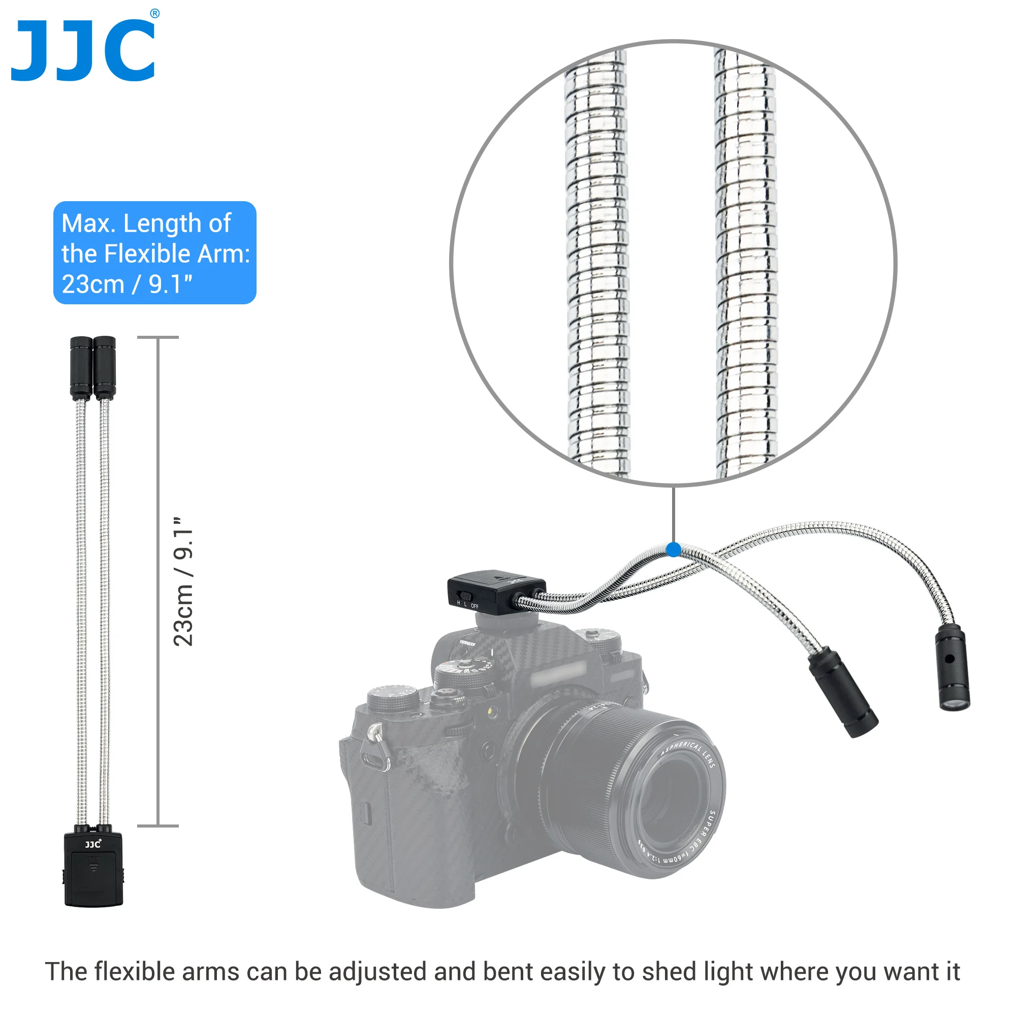 JJC LED Macro Arm Light Photo Lighting with Level Ajustable