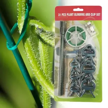 

31pcs Fish Bone Pricking Cable Tie Clip Greenhouse Bracket Pole Fixed Clamp Plants Seedling Stem Support Stem Fastener Tool