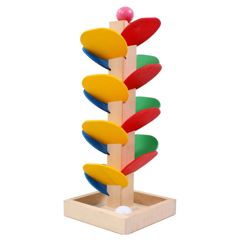 Wooden Tree Marble Ball Montessori Educational Toy Blocks Run Track