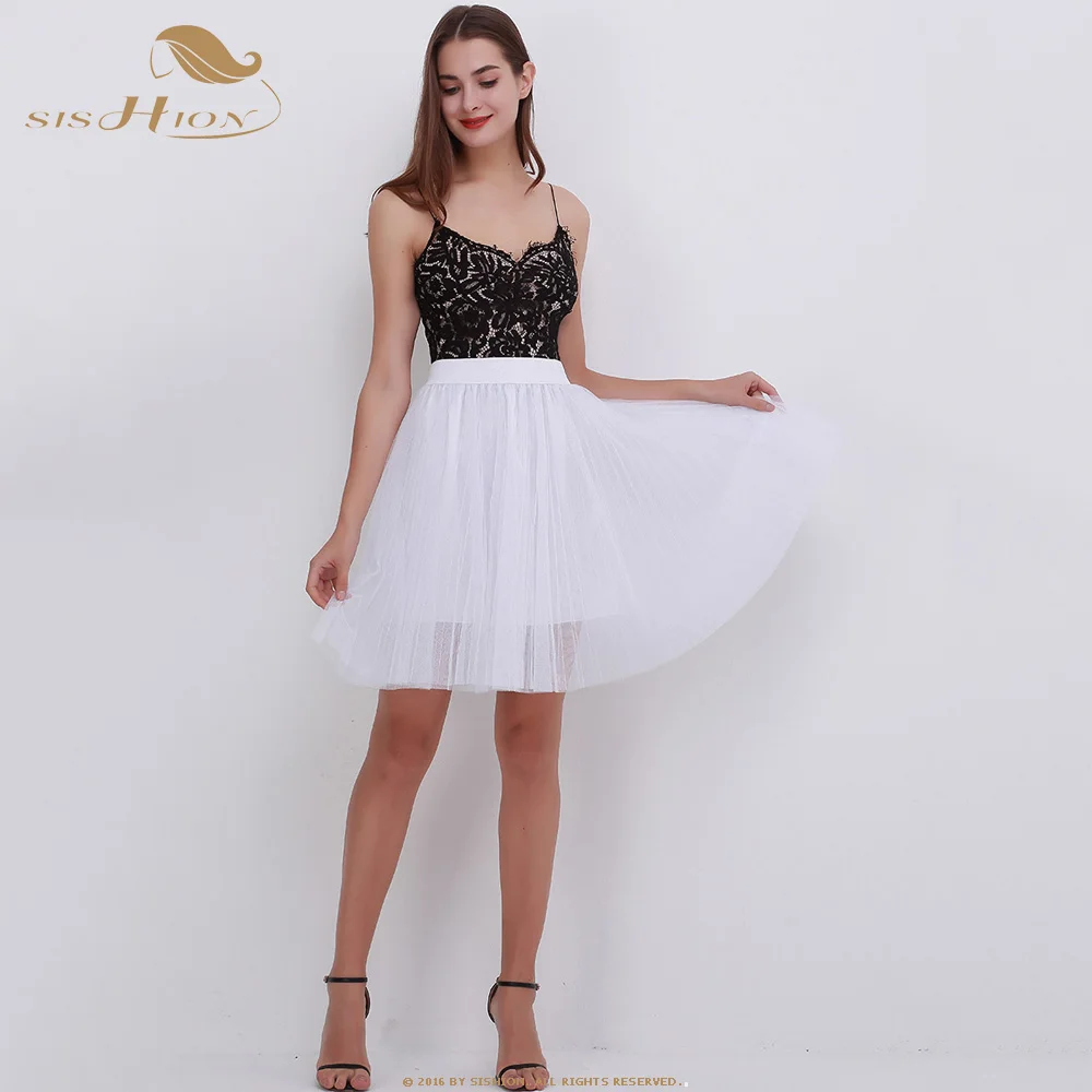 SISHION Petticoat вечерние бальные юбки с сеткой QY0347 черные белые красные женские тюлевые юбки эластичная юбка-пачка с высокой талией - Цвет: White