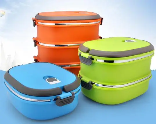 QL изоляционные коробки из нержавеющей стали цветной квадратный Ящик Контейнер для обеда студентов ланч-боксы герметичный контейнер для еды термос для - Цвет: Оранжевый