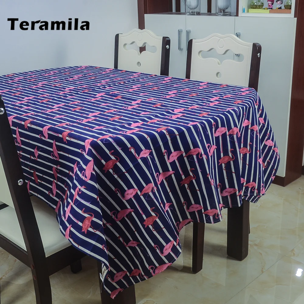 Teramila Bird Striped Design Rectangular Square Thick Tablecloth Wedding Mantel Decoration Dining Table Cloths Tea Table Cover