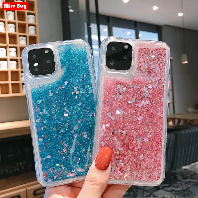 Для iPhone 11 Pro 2019 чехол Блестящий жидкий зыбучий песок звезда для ProMax 6 6s 7 8 Plus X XS Max XR