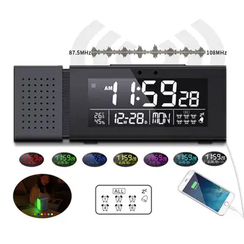 

LED Digital Alarm Clock with USB Charging Port Digital Display Desktop Mains Operated Clock with Built-in FM radio and Adjustabl