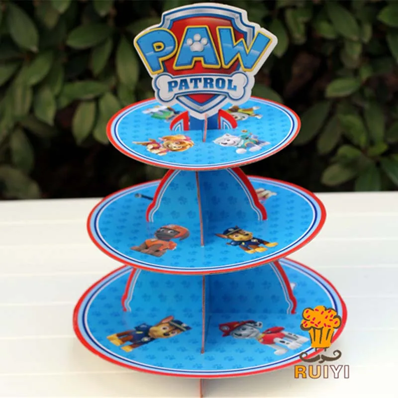 Paw Patrol/Товары для дня рождения, тематические вечерние фигурки в стиле аниме, реквизит для маленьких мальчиков и девочек, игрушки для детей, рождественский подарок, 2D39 - Цвет: Cake stand