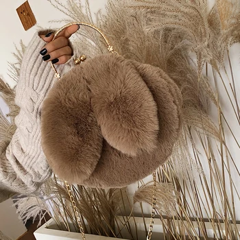 

Winter Keep Warm Cute Rabbit Soft Plush Girls Clutch Women Shoulder Purse Small Crossbody Hand Bag Ladies Chain Evening Handbag