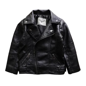 

Korean style Kids PU Leather autumn winter Jacket Baby Girl Jackets Girls Leather Coat Outerwear Children Leather Windbreaker