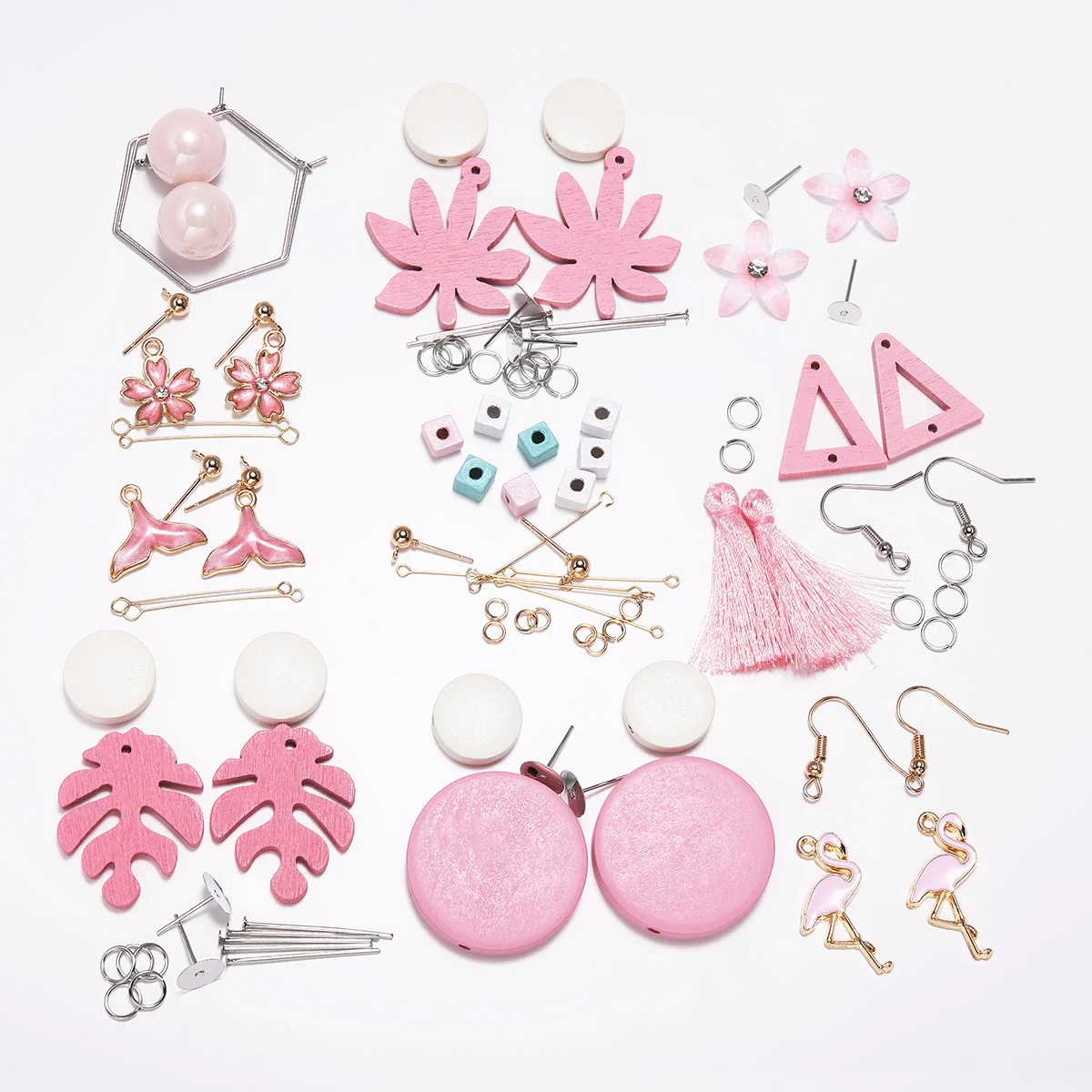 

Pink Fairy Tale Style Earrings DIY Jewelry Package Leaf shape cute drop wooden Earring For jewelry Makings Accessories Findings