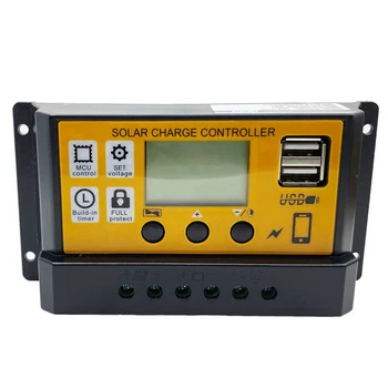 

10A/30A//60A/100A 12V 24V 5V Dual USB Output ControllerSolar Charger Controller Auto PWM Controllers LCD Display