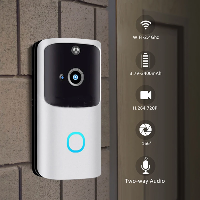 Smart Doorbell WiFi Video Doorbell Two-Way Talk Smart PIR DoorBell Motion Detection Smart Alarm Anti-theft Security Doorbell gate intercom with camera