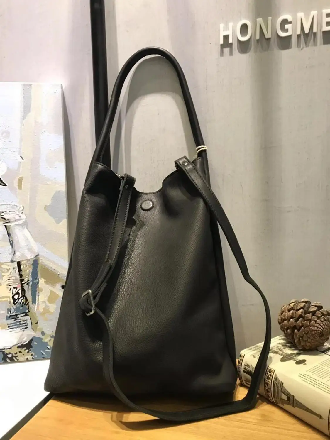Vendange модная женская сумка ручной работы кожаная сумка ретро простая сумка на плечо сумка-мессенджер 2610 - Цвет: black