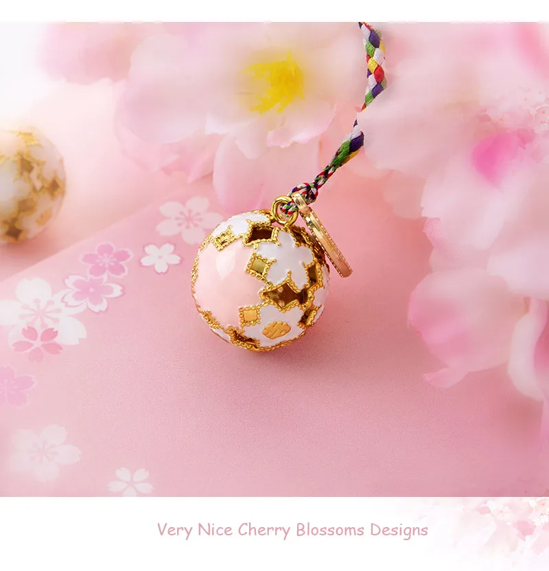 SHARKBANG 1pc Cute Metal Cherry Blossoms Keychain Notebook/Phone/Bag Decorate Pendant Blessing Bell Korean Girls Gift Stationery