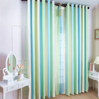 

Modern Thick jacquard gradient Green curtains for bedroom living room colorful stripe print curtain window panel