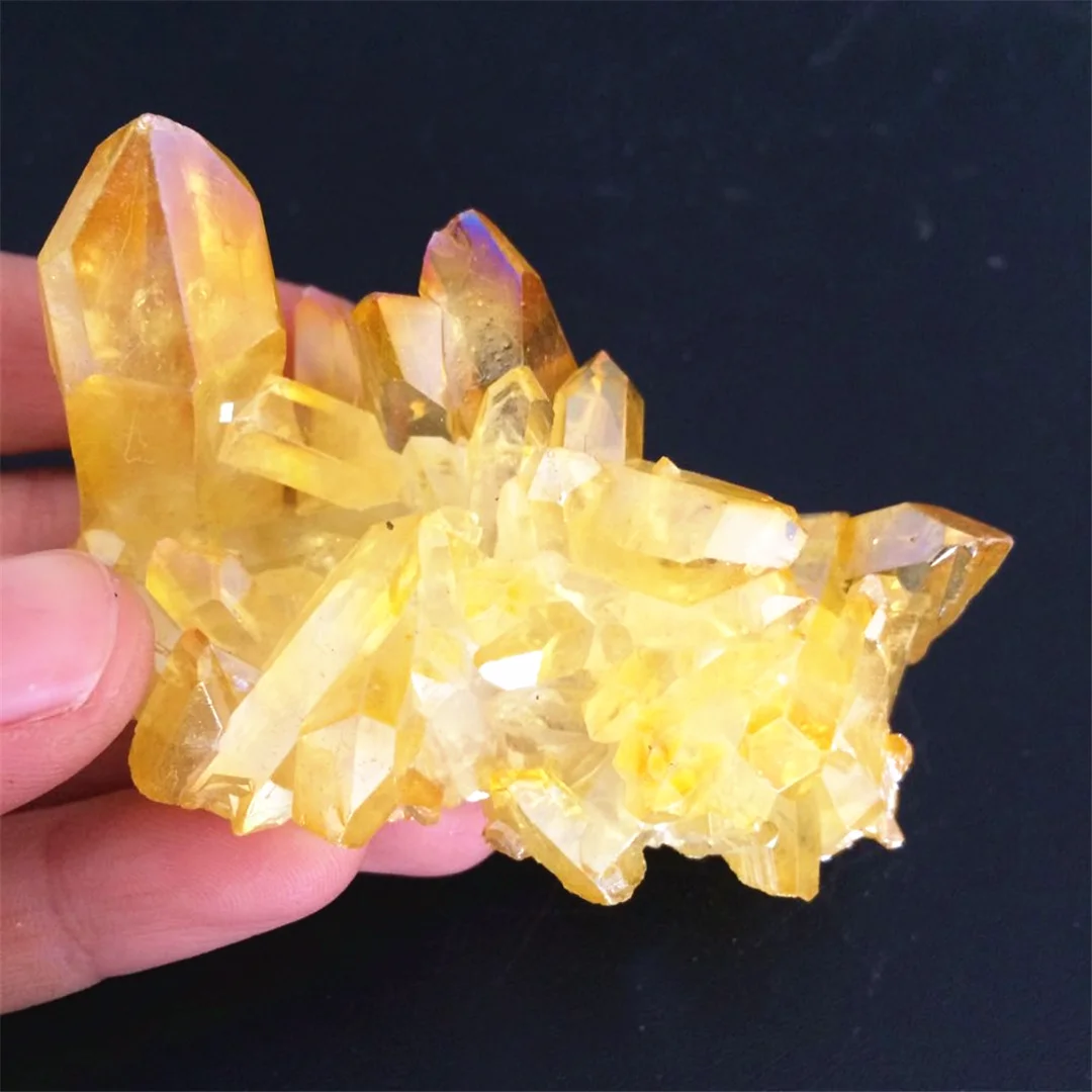 80-100g Beautiful Yellow Aura Quartz Crystal Natural Cluster Specimen Rough Stones And Minerals Healing Chakra Home Decor | Дом и сад