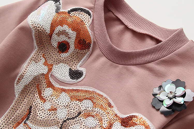 Расшитая блестками футболка с оленем для девочек одежда маленьких детская