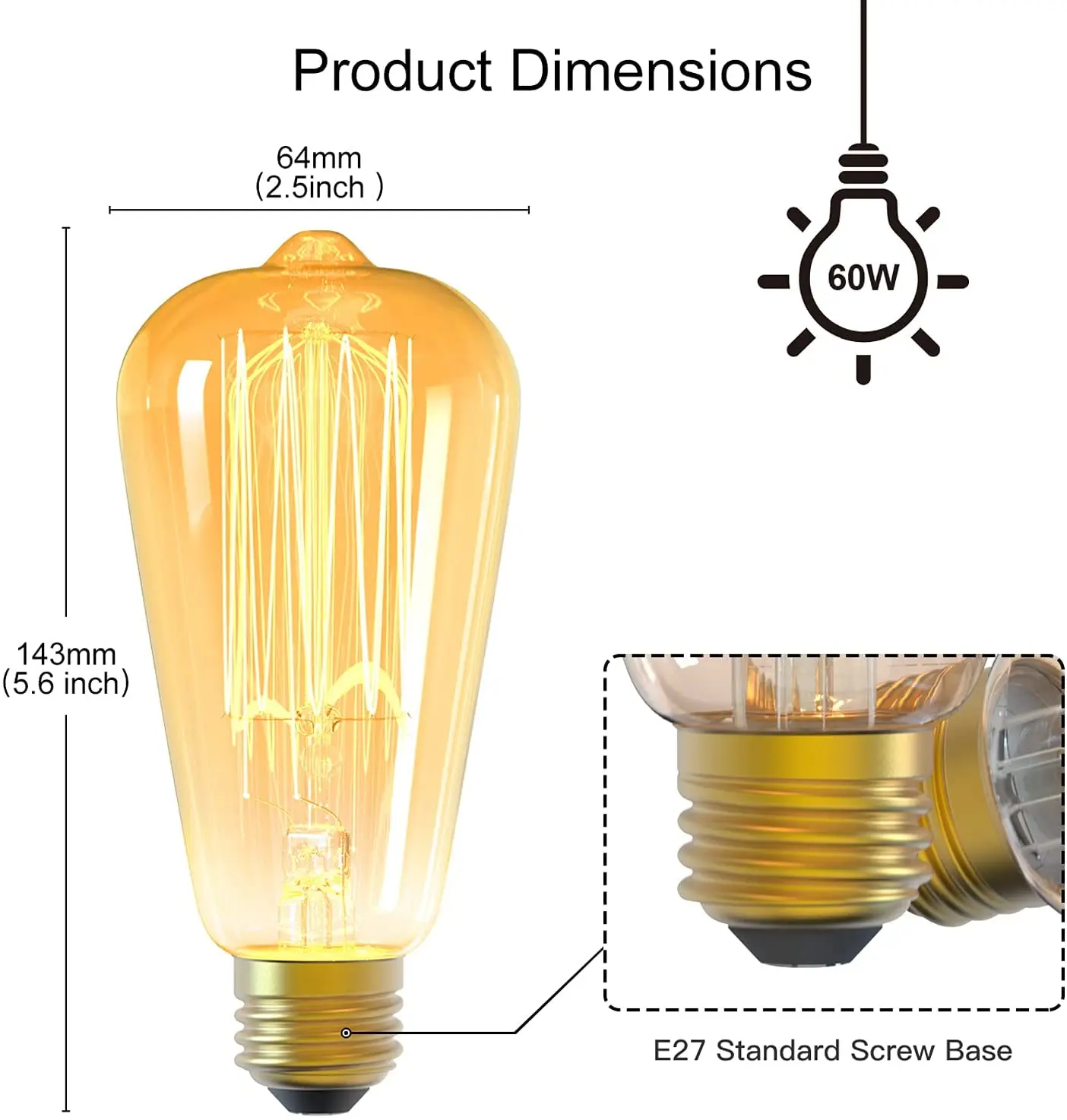 Filament LED Light Bulb ST64 - 2W, 180 lm, E27, 2200K - 4 pcs