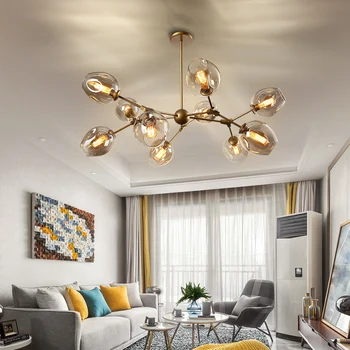 

Modern Glass led chandelier ceiling Pendant living room lustreBedroom hanglamp Ball Black art nordic lighting Kitchen Luminaire