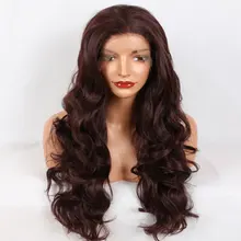 BM Burgundy 99j Body Wave Synthetic 13*4 Lace Front Wig Heat Resistant Fiber Hair Natural Hairline Free Parting For Women Wig