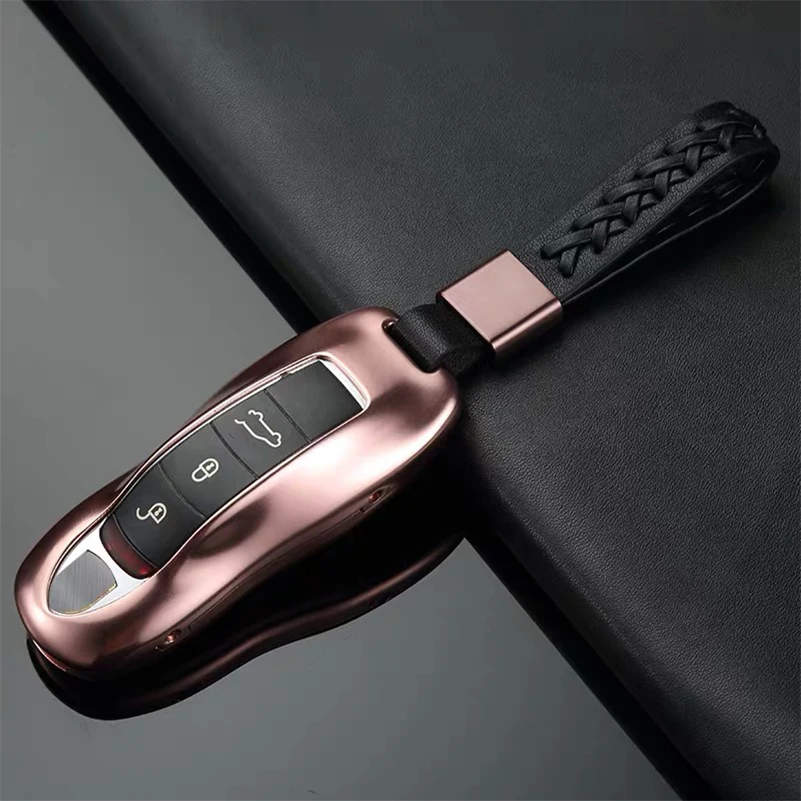 Type B - Rose Gold Автомобильный Алюминиевый сплав дистанционного ключа чехол для ключей для Porsche Panamera 911 Macan - Название цвета: Type B - Rose Gold