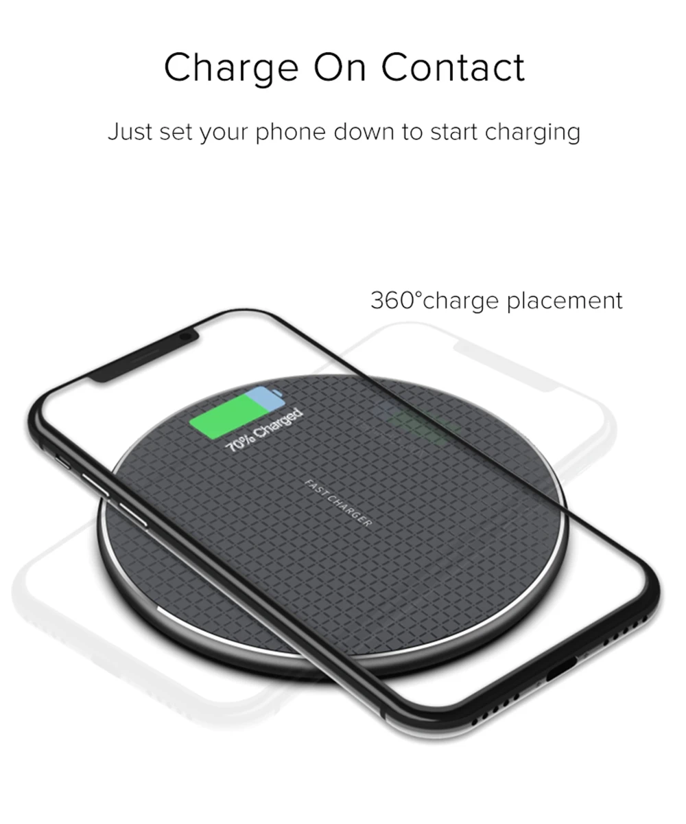 Быстрое беспроводное зарядное устройство ROCK 10 Вт для iPhone 11 X XS MAX XR Quick Charge 3,0 Qi, беспроводное зарядное устройство для samsung huawei Xiaomi