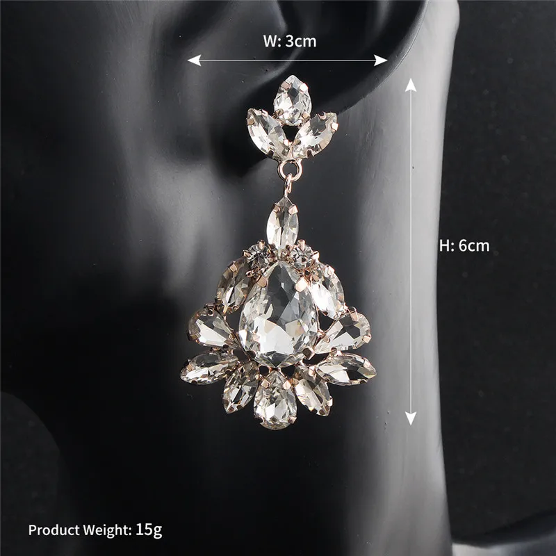 e FIAZIA Crystal Leaf Bridal Drop Earring Druzy Earrings Rhinestone Dangle Earring Jewelry mujer moda Bride Wedding Accessories