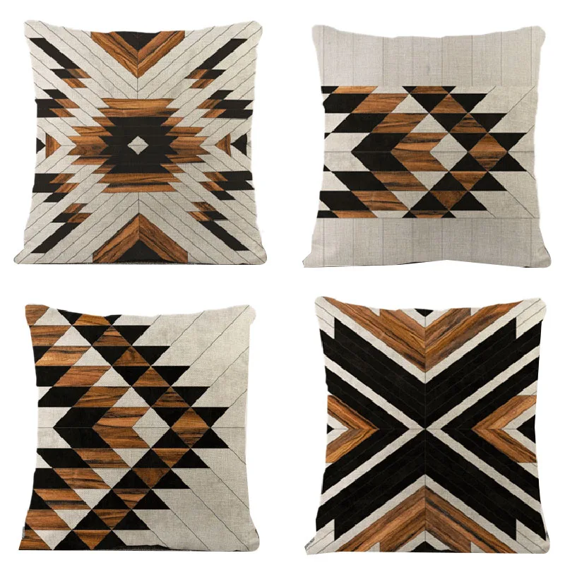 4Pcs Geometric Patterns Cushion Cover Throw Pillow Case for Sofa Home Office Decor 45X45Cm | Дом и сад