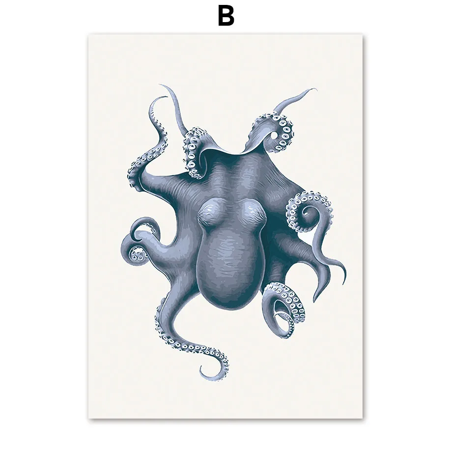 Fossil-Snail-Coral-Whale-Octopus-Vintage-Wall-Art-Canvas-Painting-Nordic-Posters-And-Print-Wall-Pictures (4)