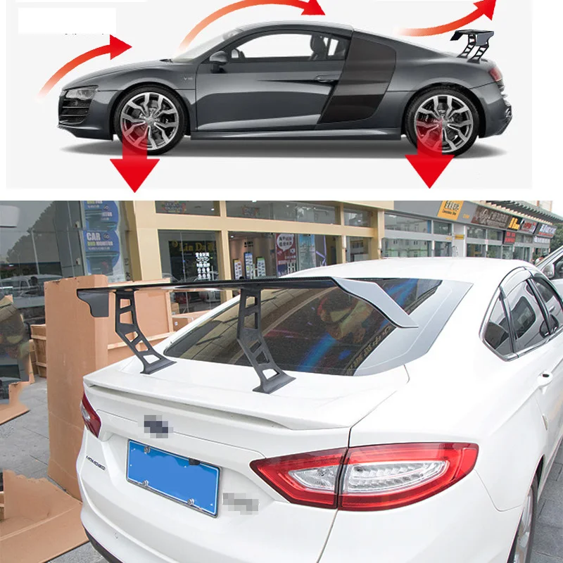 

Universal Roof spoiler Car-Styling 5D carbon fiber tail spoiler refit spoiler Non-perforated tripod bottom foot sports wing
