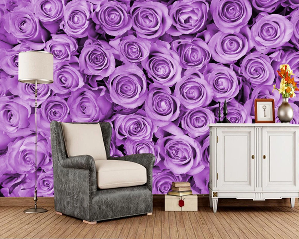 

Purple rose petals 3d wallpaper papel de parede,living room tv sofa wall bedroom wall papers home deocr restaurant mural