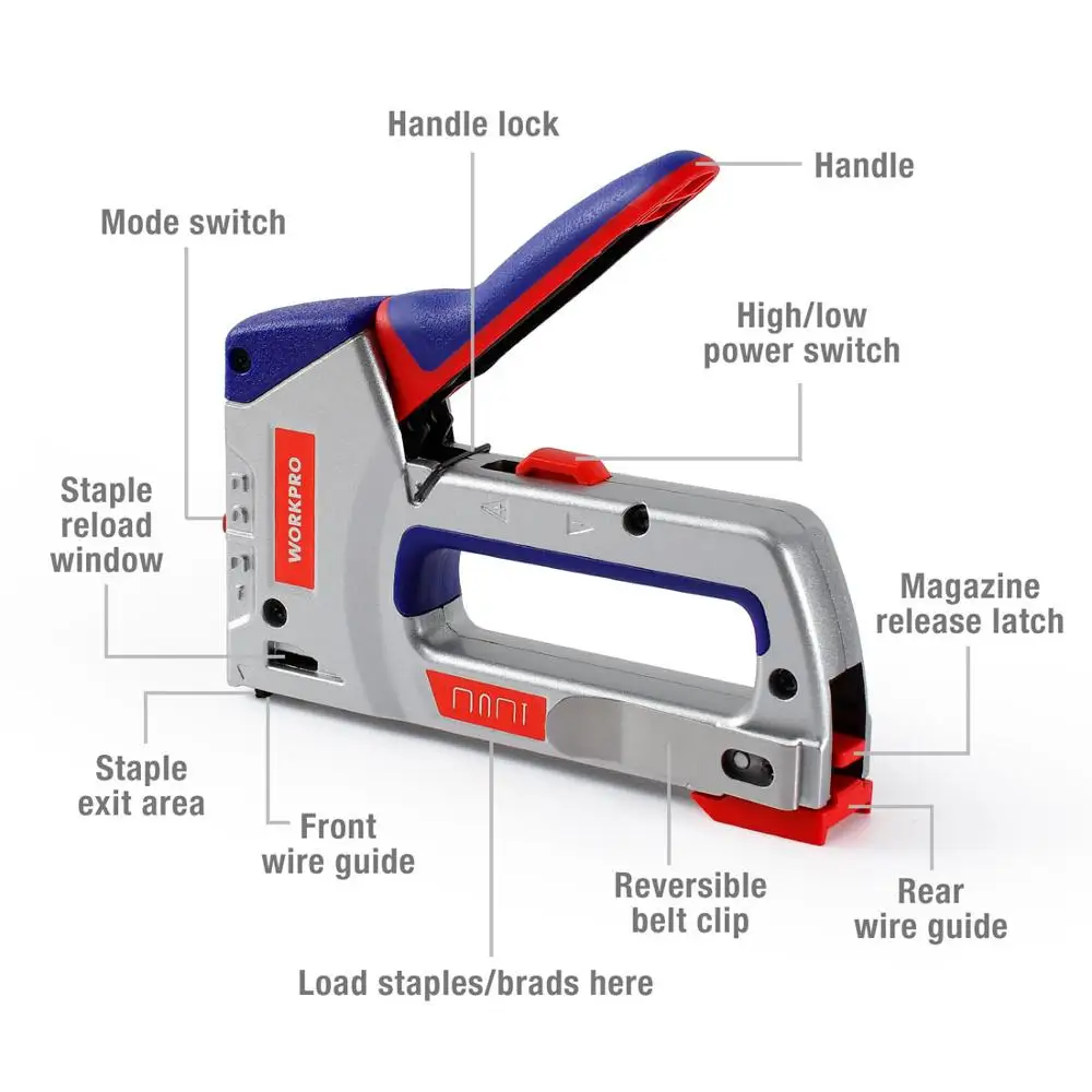 

WORKPRO 4 IN 1 Heavy Duty Staple Gun for DIY Home Decoration Furniture Stapler Manual Nail Gun with 4000 Staples Nailer