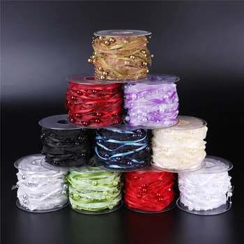 

10Meters/Roll Christmas Handwork Polyester Ribbon Bow DIY Braided bead chain Ribbon Crafts Gifts Flowers Wrapping Supplies