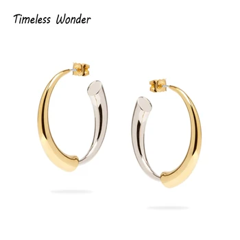 

Timeless Wonder Stunning 2 Tone CC Horn Statement Stud Earrings Women Jewelry Gothic Boho Runway for Gown Punk Designer Ins 3167