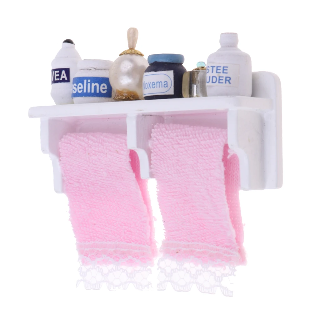 1:12 Dollhouse Bathroom Miniature Wall Storage Bathroom Shelf Kit Wooden