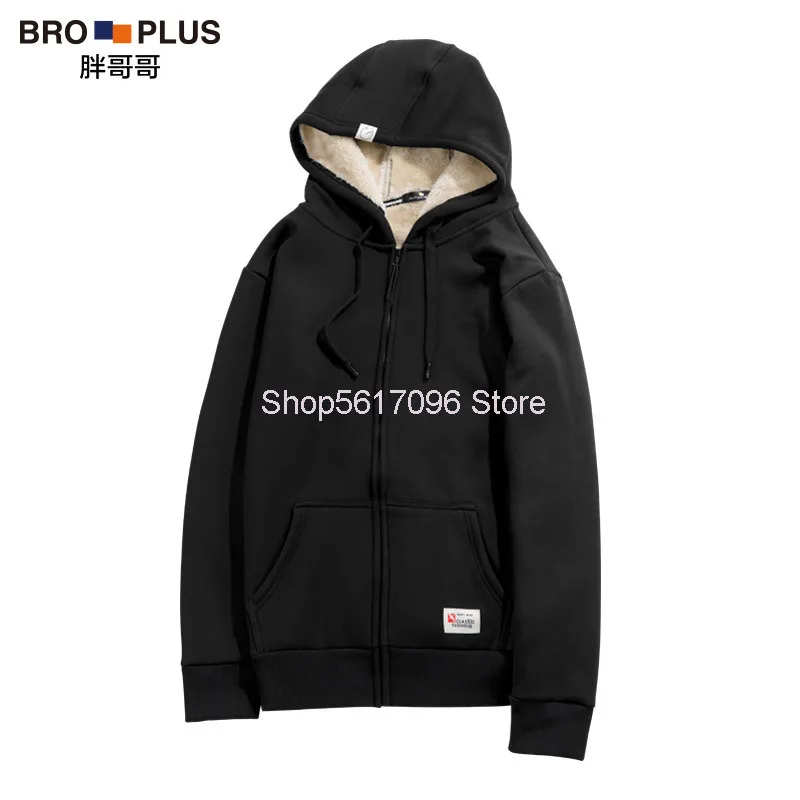 

Plus Velvet Thicken Extra Large Size Sweater Male Superpang Lamb Velvet Fat Man Plus Fat Plus Zipper Hoodie