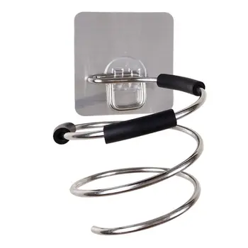 

Adhesive Wall Mount Hair Dryer Holder Rack Blower Organizer Shelf Stainless steel Spiral Stand Storage For Bathroom Barber E7CB