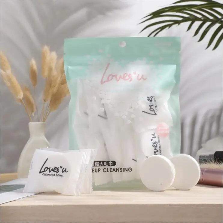 

10PCS Compressed Towel for Travel Business Portable Disposable Cleansing Pad Makeup Beauty Wash Face Cotton Towel