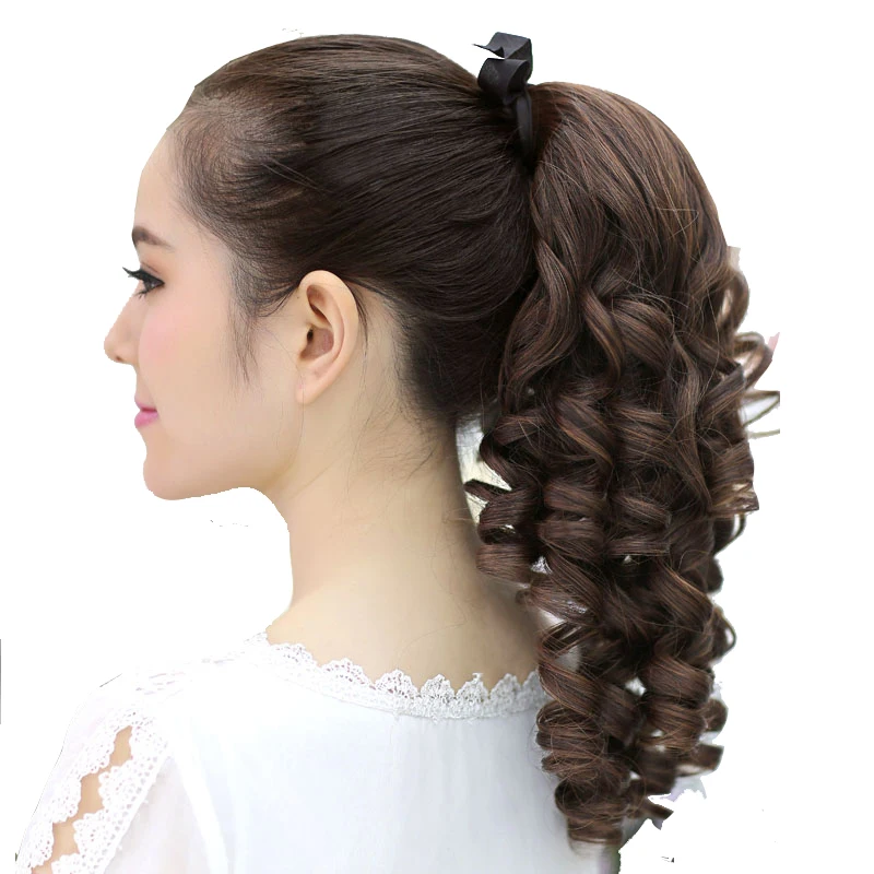 

JINKAILI Short Curly Synthetic Clip in Drawstring Ponytail Hair Extensions Hairpieces for White Black Women Heat Resistant