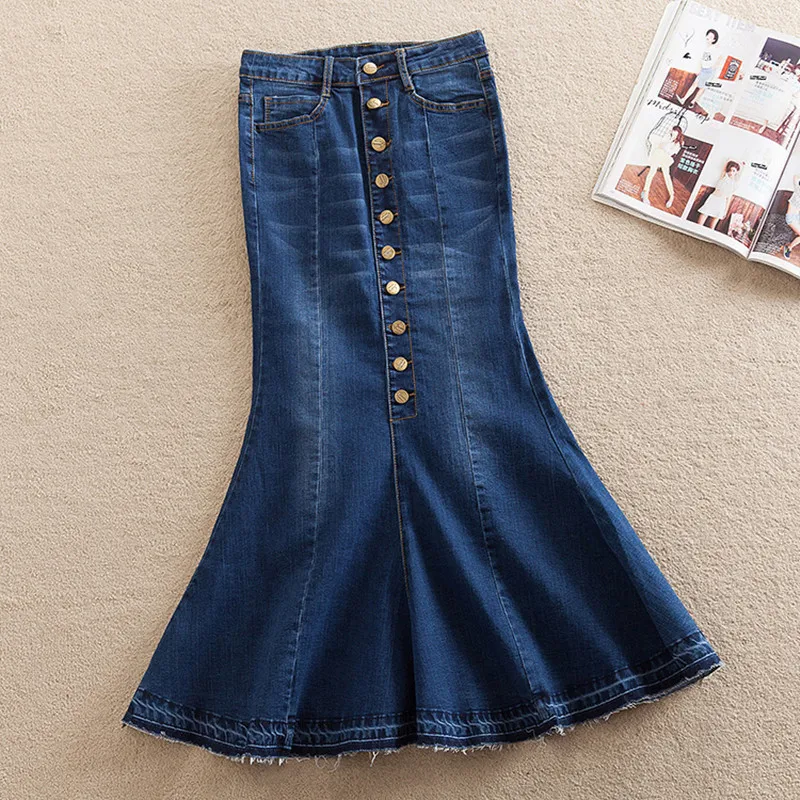 saia jeans longa sereia