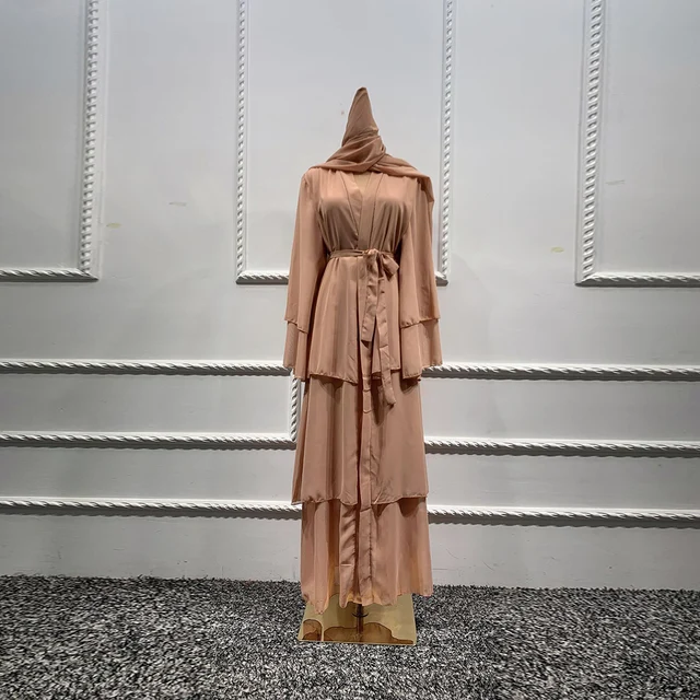 Robe longue en mousseline de soie pour femmes musulmanes, Abaya ouverte, Dubaï, Turquie, Islam, Arabe, Robe musulmane, Caftan marocain