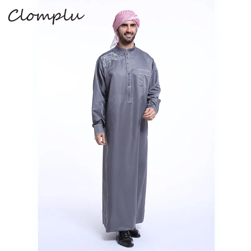Clomplu абайя, кафтан jubba tobe мусульманская одежда abaya Дубай индийские платья индия плюс размер 3XL длинный рукав, мусульманский платье - Цвет: Dark Gray
