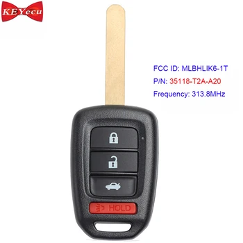 

KEYECU for Honda Accord LX Sport Civic Remote Key Fob 313.8MHz FCC ID: MLBHLIK6-1T, P/N: 35118-T2A-A20