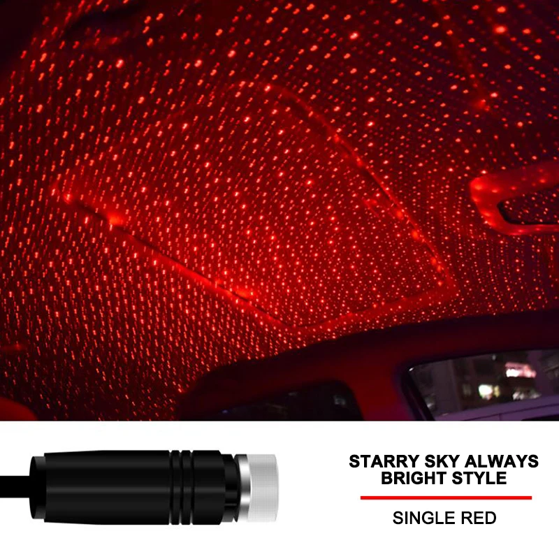 USB автомобильная крыша Звезда Ночной Светильник проектор Регулируемый несколько светильник ing эффекты атмосферная лампа для стайлинга автомобиля декоративный светильник - Испускаемый цвет: Red